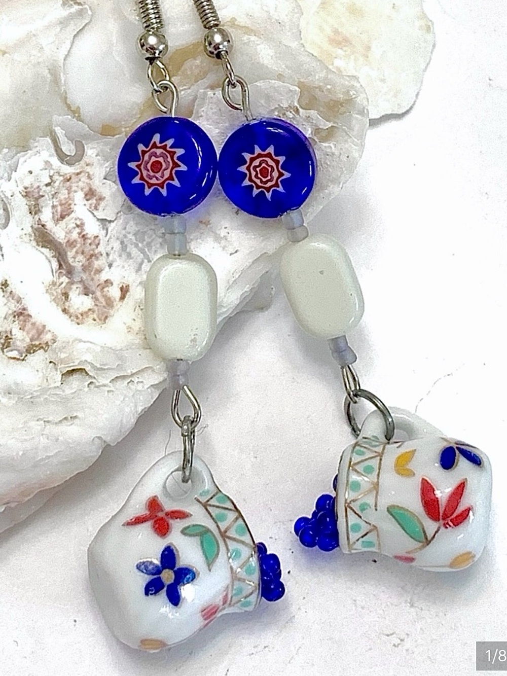 Painted Ceramic Pitcher of Berries Earrings